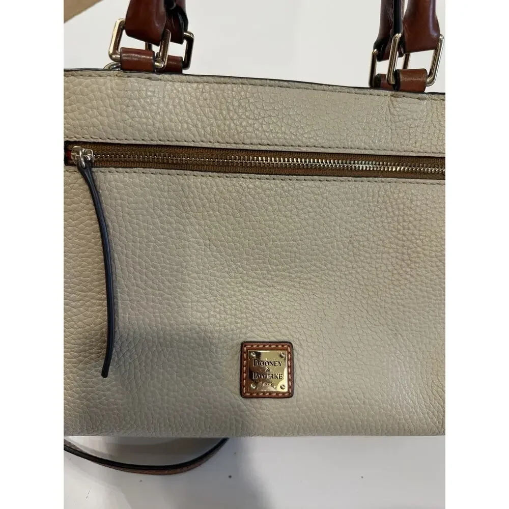 Dooney and Bourke Pebble Grain Zip Satchel - Beige - Picture 2 of 5